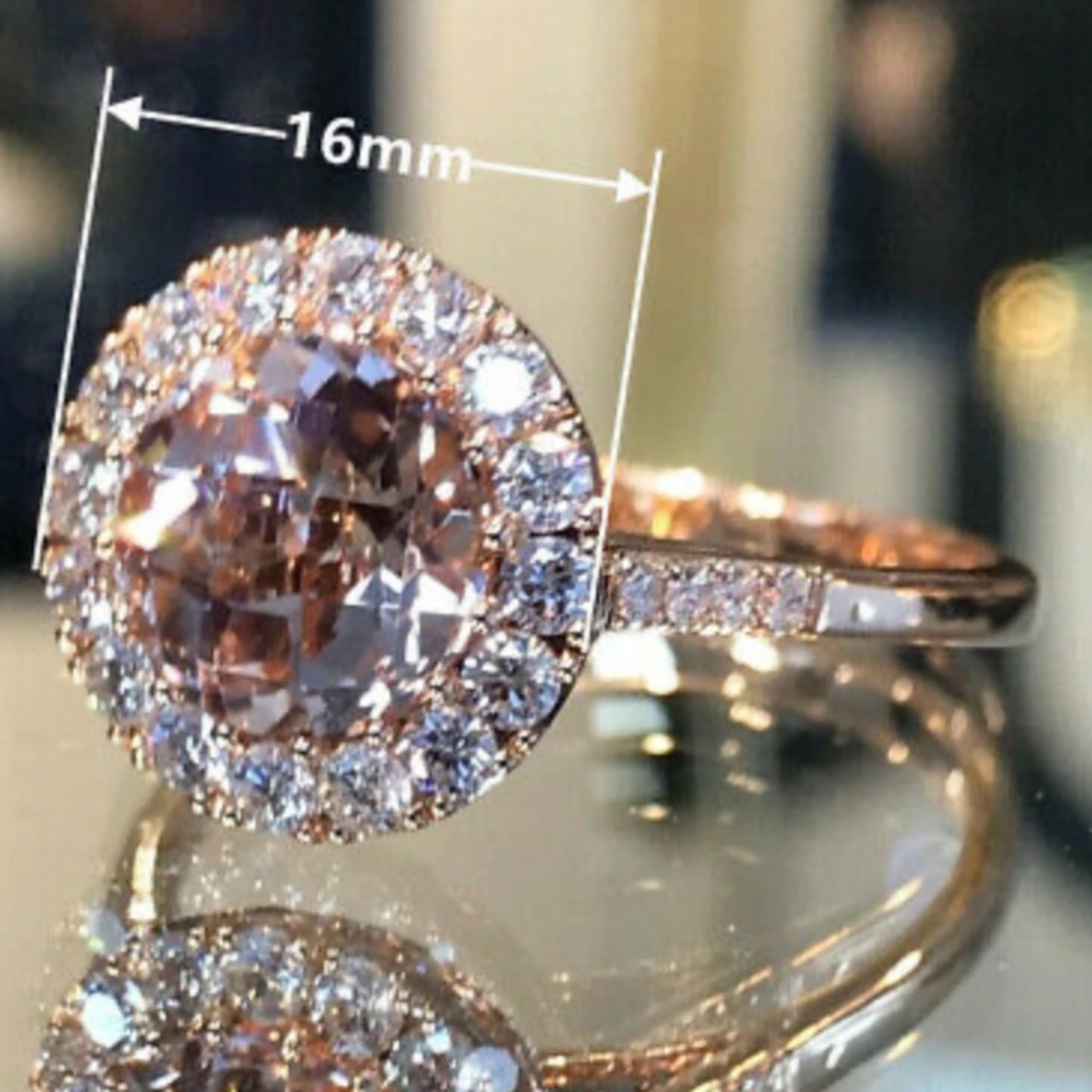 New 18k rose gold plated diamond stone ring - Picture 2 of 2